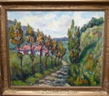 Mid Century Signed French Impressionist Landscape Oil Painting
