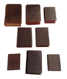 8 Antique Bibles & Books Some Leather Bound Inscribed Mid 19th C