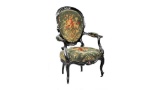 American Rococo Carved and Ebonized Armchair