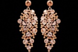 ROSE GOLD Plated Peach Crystal Rhinestone Wedding Drop Dangle Earrings
