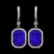 Rhodium Plated Blue Crystal Rhinestone Wedding Drop Dangle Earrings