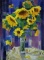 21st Century Ukranian, Still Life Oil On Canvas Painting, Sunflowers