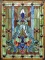 Hand-crafted Victorian Design Stained Glass with Cabochons Window Panel