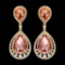 18k Gold Plated Gp Peach Crystal Rhinestone Wedding Drop Dangle Earrings