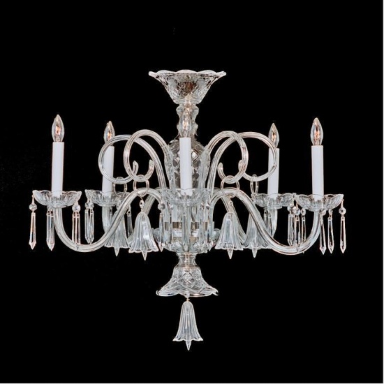 Crystal & Nickel Five Light Bell Chandelier