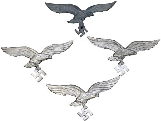 WWII Group of Nazi Luftwaffe Hat Visor Eagle Badges