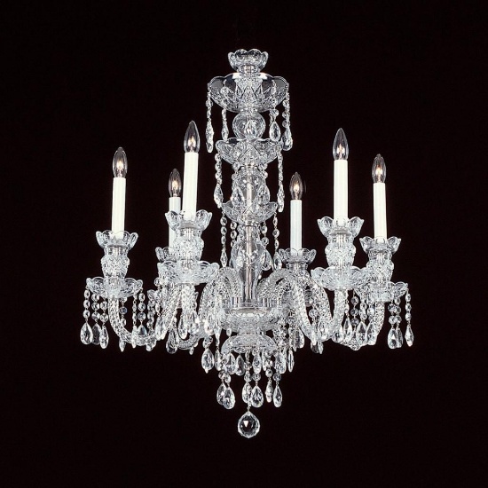 6-R-8 NF - 6 LIGHT CRYSTAL CHANDELIER WITH SWAROVSKI - 22" X 28"