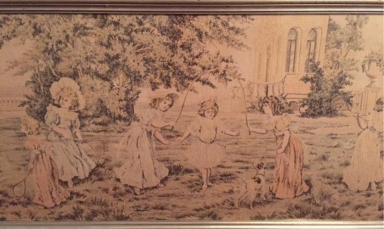 Early 1900's Victorian Framed Tapestry