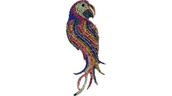 Multi-Color Crystal Parrot Bird Pendant/ Brooch Pin