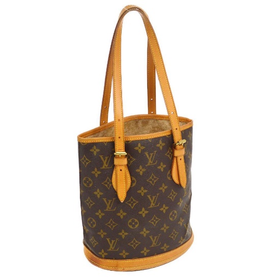 Authentic Louis Vuitton Bucket Pm Shoulder Tote Bag Purse Monogram