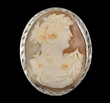 Sterling Silver Italian Cameo Brooch Pin