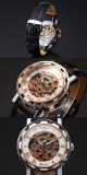 Vintage Rose Gold Mens Skeleton Mechanical Wrist Watch