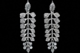 Rhodium Plated Clear Crystal Rhinestone Wedding Drop Dangle Earrings