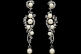 Czech Crystal & Faux Pearl Chandelier Drop Earrings