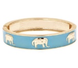 Enamel Elephant Hinged Bangle Bracelet