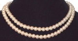 Necklace Pearl White Beige Cream Multi 2 Strand Silver Designer 8mm 17