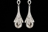 Art Deco Style Czech Crystal & Rhinestone Drop Dangle Earrings