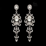 Rhodium Plated Clear Crystal Rhinestone Chandelier Drop Dangle Earrings