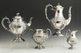 19thc English Four Piece Aesthetic Silver-plated Coffee Tea Set