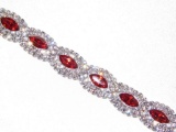 Red Ruby Marquise And Round Rhinestone Crystal Bracelet