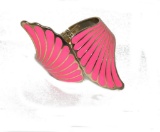 Pink Wings Hinge Gold Toned Textured Scallop Bangle Bracelet