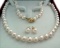 8-9mm White Akoya Pearl 14kt Gold Necklace & Earrings Set