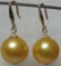 Aaa Golden South Sea Pearl Earrings 9-10mm 14k Gold Earring