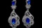 Elegant Royal Blue Czech Crystal & Rhinestone Drop Earrings
