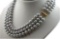 3 Rows Aaa 9-10mm South Sea Gray Pearl Necklace 18 Inch 14k Gold Clasp