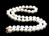 Stunning 14k Gold Clasp Aaa+ 8-9mm White Akoya Cultured Round Pearl Necklace 18