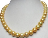 Huge Natural South Sea 11 Mm Golden Pearl Necklace 18