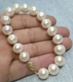 Aaa 10-11mm South Sea White Baroque Pearl Bracelet 7.5-8