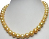 Huge Natural South Sea 11-12mm Golden Pearl Necklace 18
