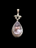 20Ct. One of a Kind, Designer signed, r bianco 18kt White Gold and diamond pendant. Teardrop mount