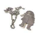 Darling Rag Doll Sterling Silver Pin with Necklace Chain