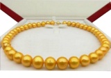 9-10mm South Sea Golden Pearls 14kt Gold 18