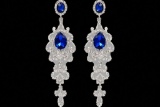 Royal Blue Czech Crystal Chandelier Drop Earrings