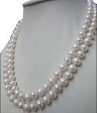 Double Strands 12-11 Mm South Sea Natural White Pearl Necklace 14k 18