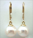 Aaa 12-11mm Genuine South Sea White Natural Pearl Earrings 14k Yellow Gold