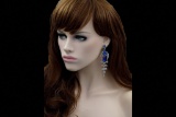 Royal Blue Czech Crystal & Rhinestone Chandelier Earrings