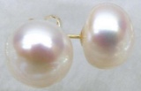 Hot Aaa 10-11mm South Seas White Pearl Earrings With 14k