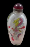 Reverse Painted Glass Dragon Pocket Snuff Bottle