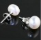 Beautiful 10-11mm Natural South Seas White Pearl Earring 14k White Gold Needle