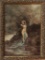 Forest Nymph, mid 1800's framed oil painting of a nude nymph in the forest. Alegorical