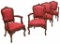 (4) Louis Xv Style Carved Back Arm Chairs