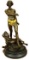 Gold Patina Young Tarzan Killing Leopard Bronze Sculpture Statue Figurine Figure