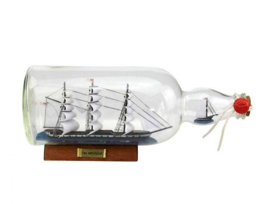 USS Constitution Model Ship in a Glass Bottle 11"