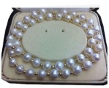 Aaa+ 9-10mm Akoya White Pearl Necklace 20 Inch 14k Gold Clasp
