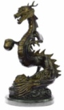Original Limited Edition Signed Dragon by Thomas Bronze Sculpture Marble Base Statue