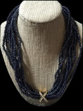 Designer Black Seed Pearl Torsade Necklace